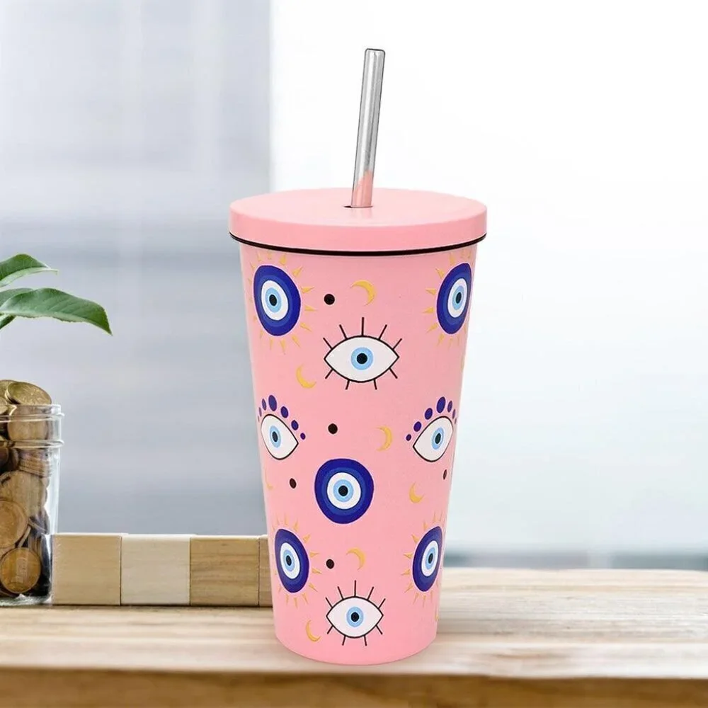 Evil Eye Pattern Printed 16oz Stainless Steel Tumbler
